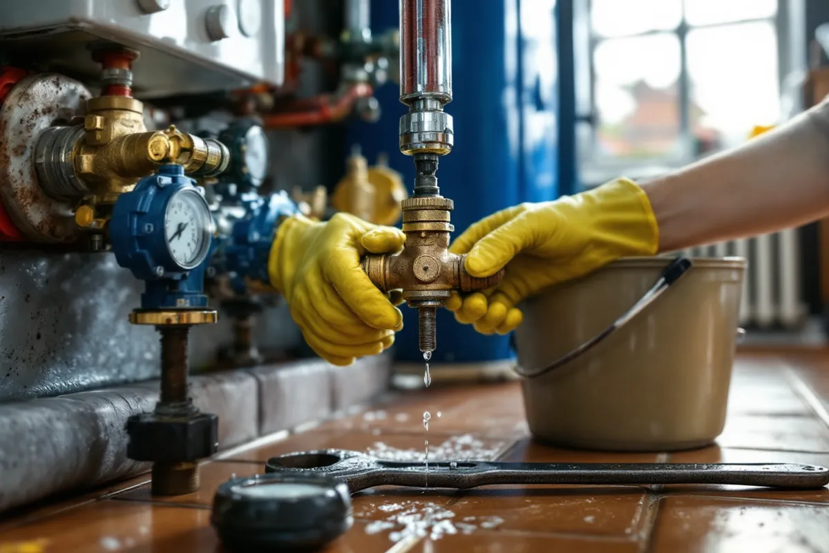 Practical on-site detail supporting how to drain and flush a central heating system